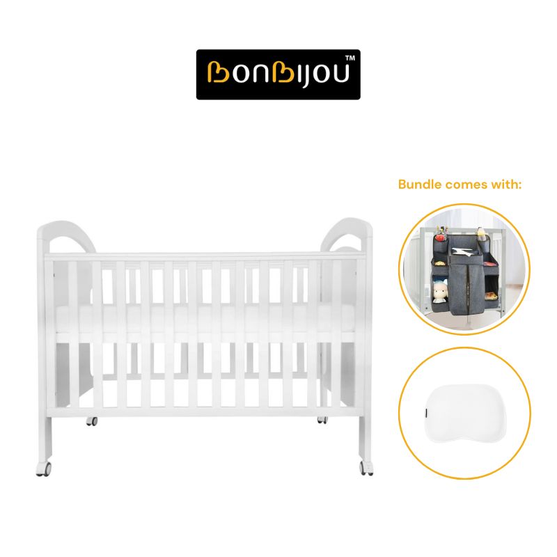 Bonbijou Osito 5-in-1 Baby Cot + Anti Dust-Mite Foam Mattress With Hole (24x47x4